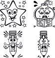 Elbi Lehrerstempel Stempelset aus Holz: 4 Universalstempel Smileys Lob und Tadel