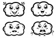 Elbi Lehrerstempel Stempelset aus Holz 4 x Smileys / Wolken / Gesichter