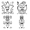 Elbi Lehrerstempel Stempelset aus Holz 4 Universalstempel Smileys Lob und Tadel