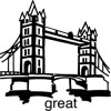 Elbi Lehrerstempel aus Holz Englischstempel Tower Bridge mit Wort great
