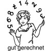 Elbi Lehrerstempel aus Holz Kind jongliert mit Zahlen Wort gut gerechnet
