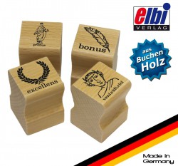 Elbi Lehrerstempel Stempelset aus Holz 4 x Lateinstempel